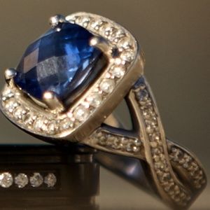 Blue Sapphire Halo Ring